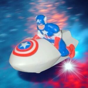 Vintage 1990 Marvel Comics Super Heroes Captain America Jet Ski Hardee's Toy A34